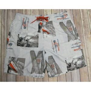 Nautica Mens Size 40W Swim Board Trunks Sailing Graphic Boat Competition Beach